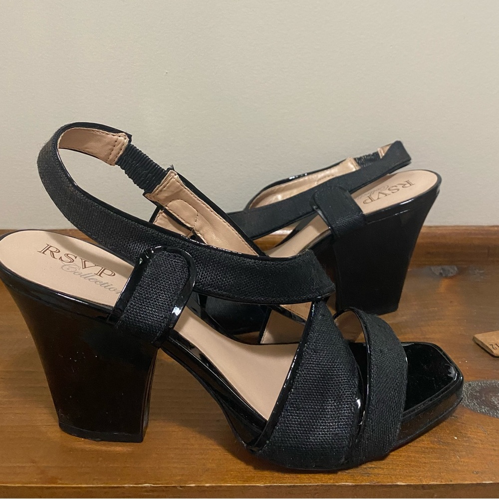 RSVP Elegant Black Strappy Heels